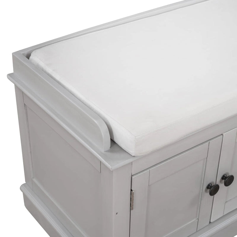Panca contenitore con 4 ante — Bianco / Grigio anticato / Espresso / Blu anticato, 1 posto
