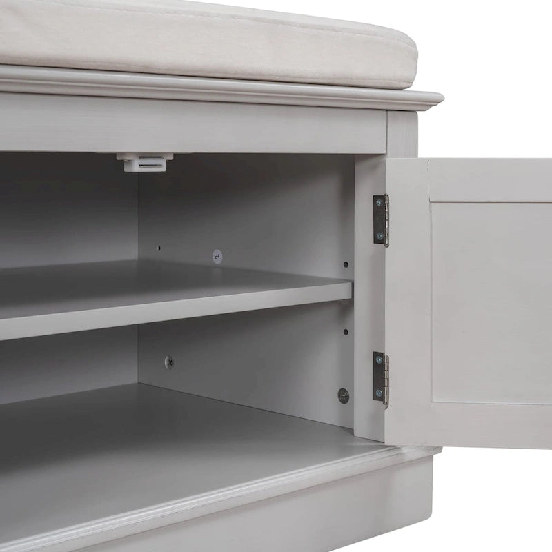 Panca contenitore con 4 ante — Bianco / Grigio anticato / Espresso / Blu anticato, 1 posto