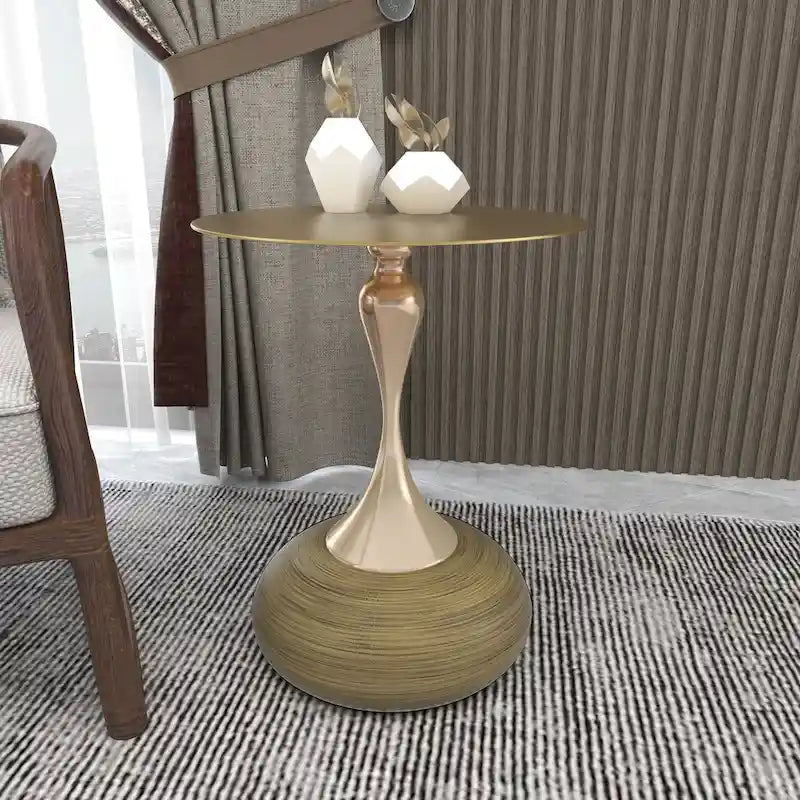Tavolino rotondo con piedistallo da 45 cm – Verde / Bianco / Blu / Oro / Ottone