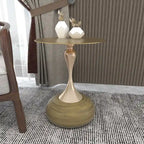 Tavolino rotondo con piedistallo da 45 cm – Verde / Bianco / Blu / Oro / Ottone