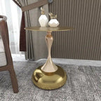 Tavolino rotondo con piedistallo da 45 cm – Verde / Bianco / Blu / Oro / Ottone