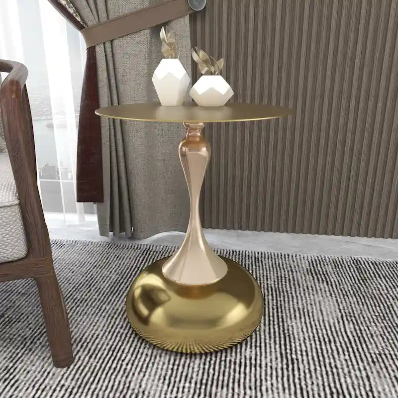 Tavolino rotondo con piedistallo da 45 cm – Verde / Bianco / Blu / Oro / Ottone