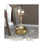 Tavolino rotondo con piedistallo da 45 cm – Verde / Bianco / Blu / Oro / Ottone