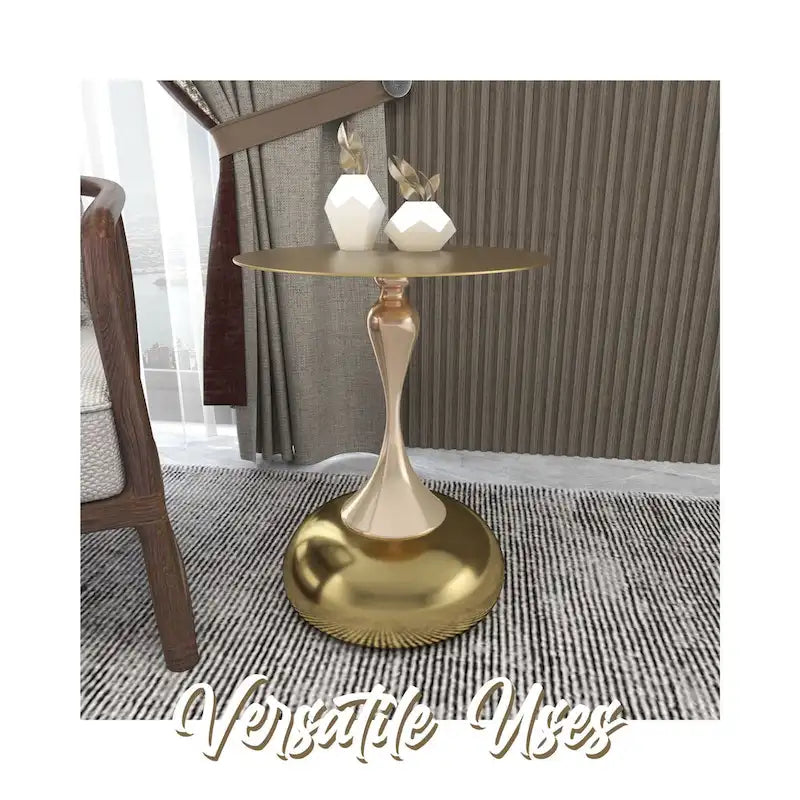 Tavolino rotondo con piedistallo da 45 cm – Verde / Bianco / Blu / Oro / Ottone