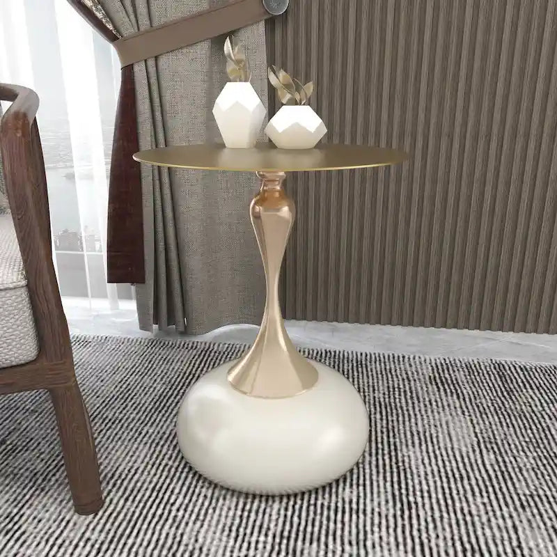 Tavolino rotondo con piedistallo da 45 cm – Verde / Bianco / Blu / Oro / Ottone