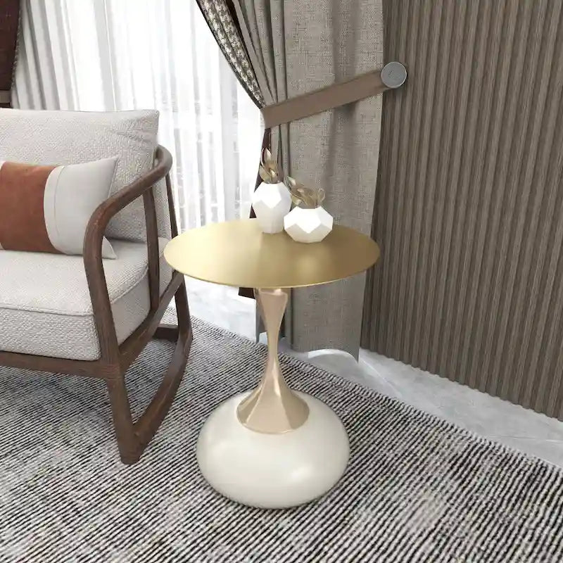 Tavolino rotondo con piedistallo da 45 cm – Verde / Bianco / Blu / Oro / Ottone