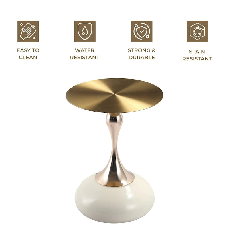Tavolino rotondo con piedistallo da 45 cm – Verde / Bianco / Blu / Oro / Ottone