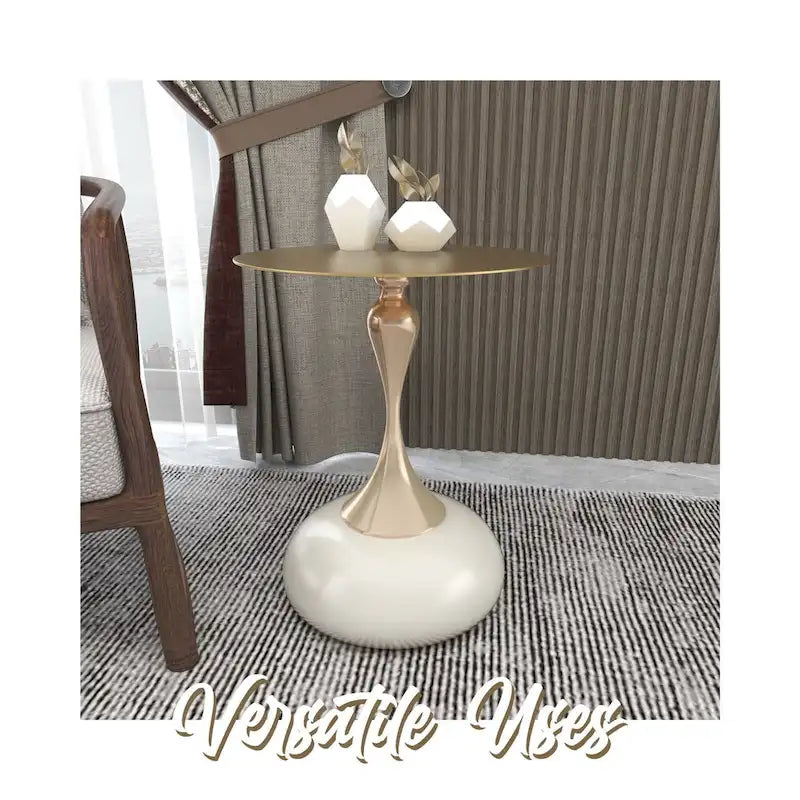 Tavolino rotondo con piedistallo da 45 cm – Verde / Bianco / Blu / Oro / Ottone