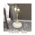 Tavolino rotondo con piedistallo da 45 cm – Verde / Bianco / Blu / Oro / Ottone