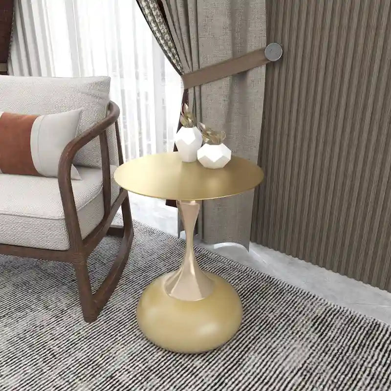 Tavolino rotondo con piedistallo da 45 cm – Verde / Bianco / Blu / Oro / Ottone
