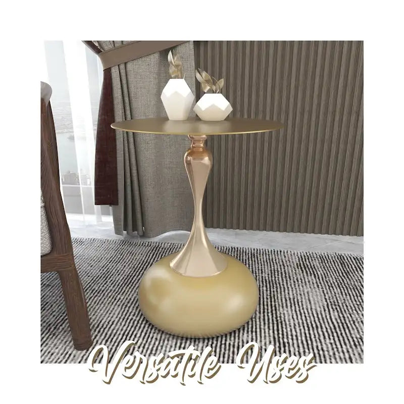 Tavolino rotondo con piedistallo da 45 cm – Verde / Bianco / Blu / Oro / Ottone