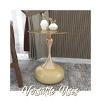 Tavolino rotondo con piedistallo da 45 cm – Verde / Bianco / Blu / Oro / Ottone
