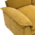 Divano Sezionale a L in ciniglia con chaise longue, 5 posti — Zenzero / Beige / Grigio / Blu Scuro