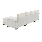 Divano Sezionale a L in ciniglia con chaise longue, 5 posti — Zenzero / Beige / Grigio / Blu Scuro