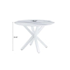 Tavolo da pranzo rotondo, bianco/nero/marmo bianco, piano in MDF e gambe in metallo, 2-4 posti