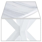 Tavolo da pranzo rotondo, bianco/nero/marmo bianco, piano in MDF e gambe in metallo, 2-4 posti