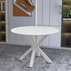 Tavolo da pranzo rotondo, bianco/nero/marmo bianco, piano in MDF e gambe in metallo, 2-4 posti