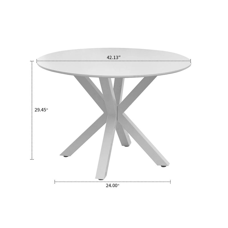 Tavolo da pranzo rotondo, bianco/nero/marmo bianco, piano in MDF e gambe in metallo, 2-4 posti