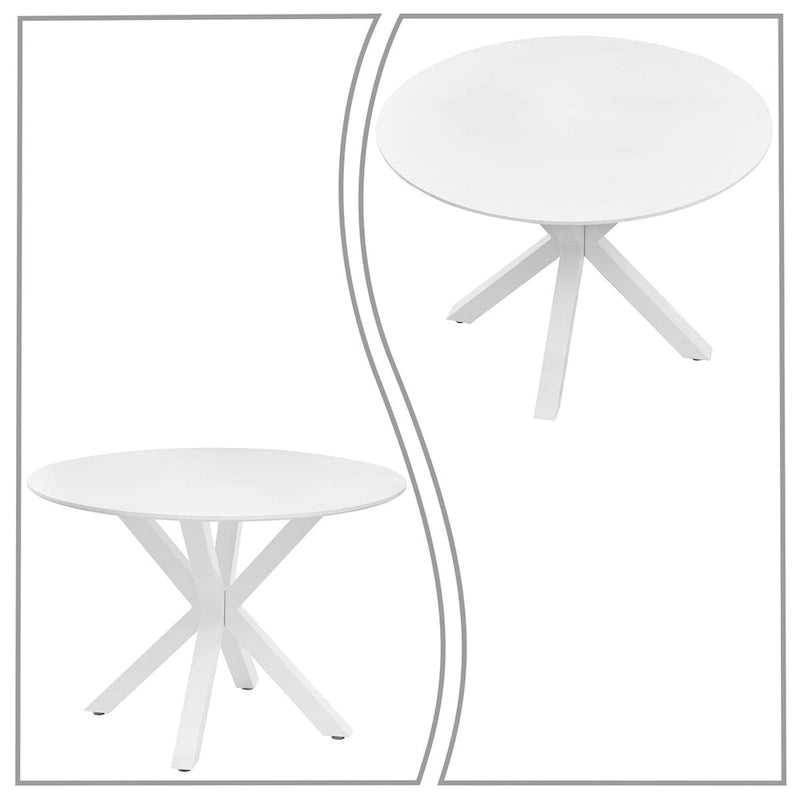 Tavolo da pranzo rotondo, bianco/nero/marmo bianco, piano in MDF e gambe in metallo, 2-4 posti