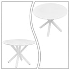 Tavolo da pranzo rotondo, bianco/nero/marmo bianco, piano in MDF e gambe in metallo, 2-4 posti