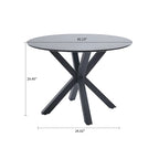 Tavolo da pranzo rotondo, bianco/nero/marmo bianco, piano in MDF e gambe in metallo, 2-4 posti