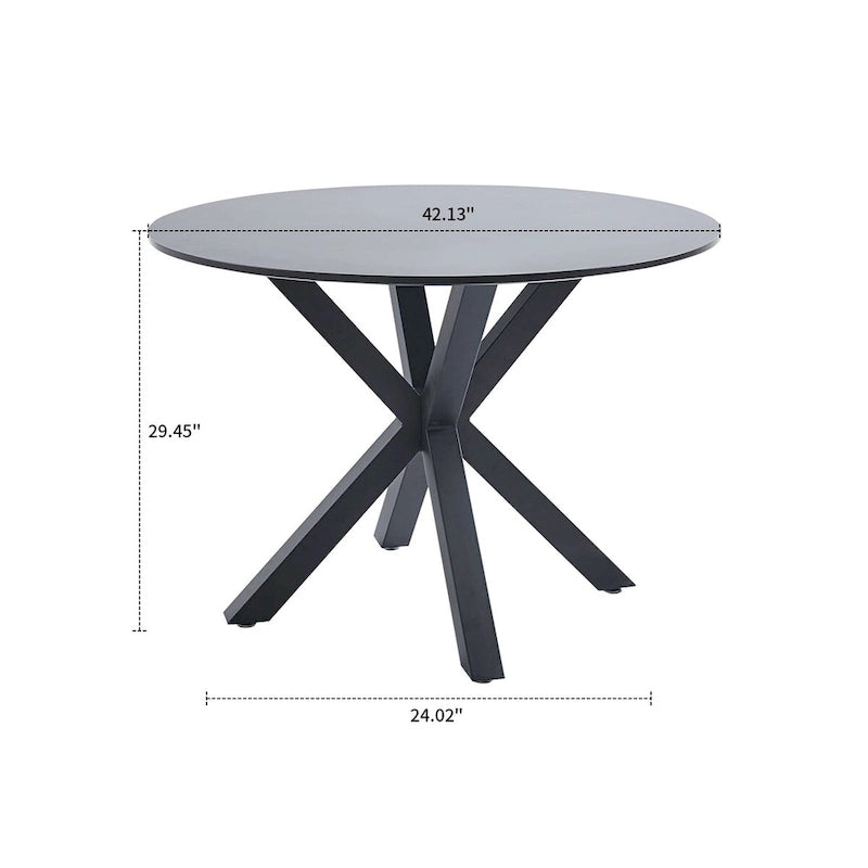Tavolo da pranzo rotondo, bianco/nero/marmo bianco, piano in MDF e gambe in metallo, 2-4 posti