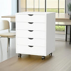 Cassettiera a 5 cassetti con ruote — Bianco / Nero, Stile moderno, Monouso