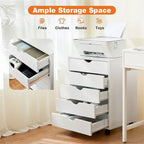 Cassettiera a 5 cassetti con ruote — Bianco / Nero, Stile moderno, Monouso