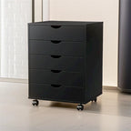 Cassettiera a 5 cassetti con ruote — Bianco / Nero, Stile moderno, Monouso