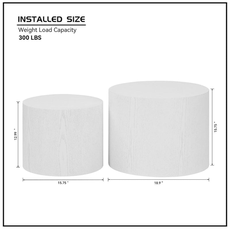 Tavolini Nido, Set da 2 — Rovere / Nero Opaco / Noce / Bianco / Blu / Bianco Sporco