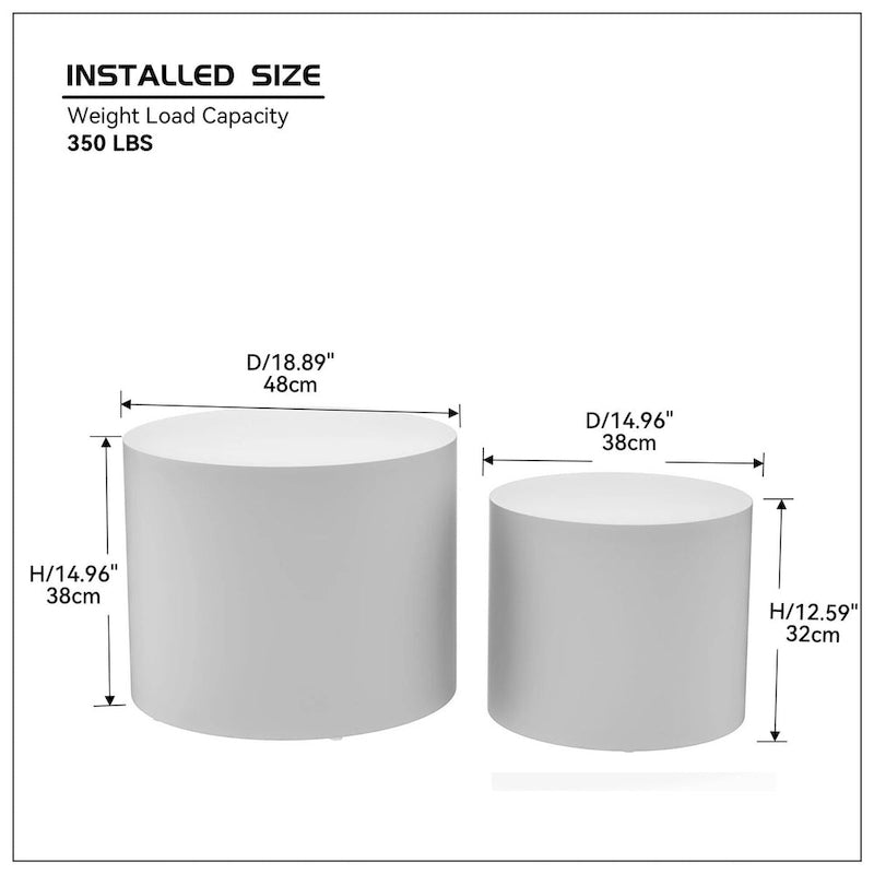 Tavolini Nido, Set da 2 — Rovere / Nero Opaco / Noce / Bianco / Blu / Bianco Sporco