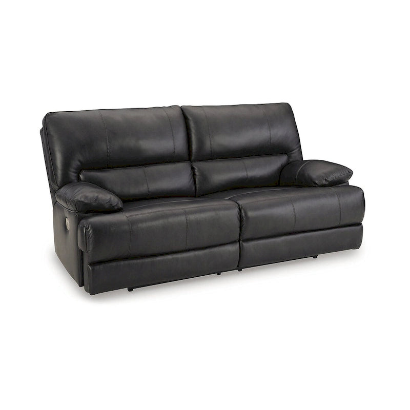 Divano reclinabile elettrico in pelle nera, 3 posti — 85L x 42P x 42A
