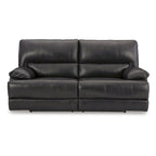 Divano reclinabile elettrico in pelle nera, 3 posti — 85L x 42P x 42A