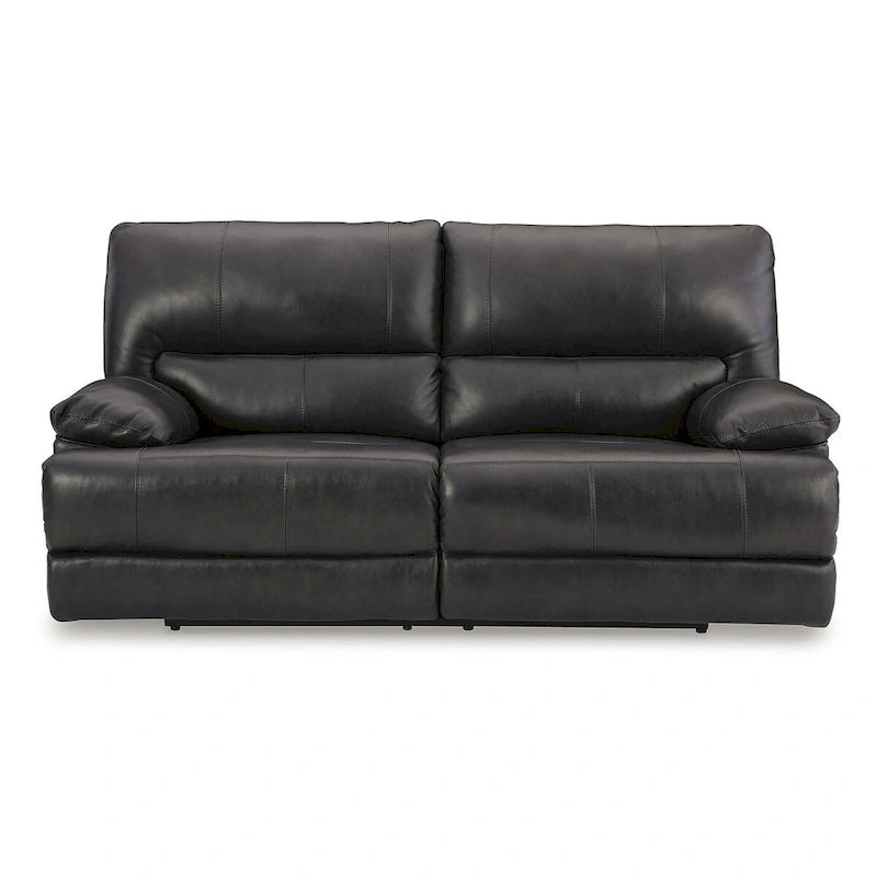 Divano reclinabile elettrico in pelle nera, 3 posti — 85L x 42P x 42A