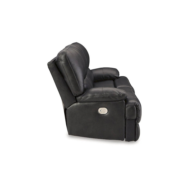 Divano reclinabile elettrico in pelle nera, 3 posti — 85L x 42P x 42A