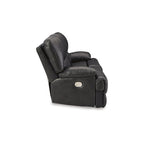 Divano reclinabile elettrico in pelle nera, 3 posti — 85L x 42P x 42A