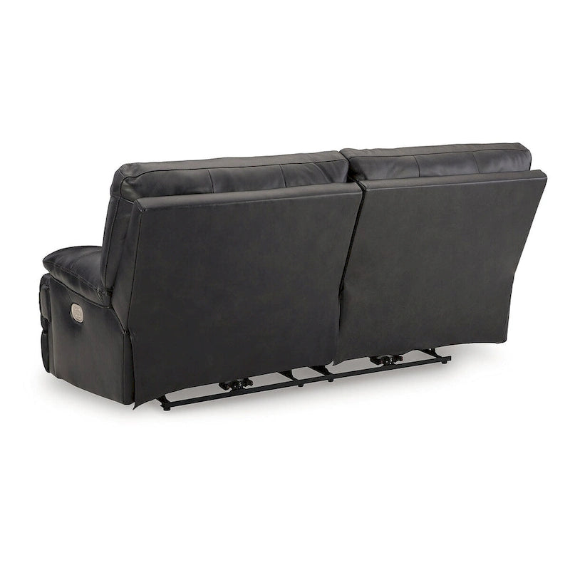 Divano reclinabile elettrico in pelle nera, 3 posti — 85L x 42P x 42A