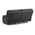Divano reclinabile elettrico in pelle nera, 3 posti — 85L x 42P x 42A