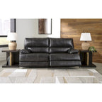 Divano reclinabile elettrico in pelle nera, 3 posti — 85L x 42P x 42A