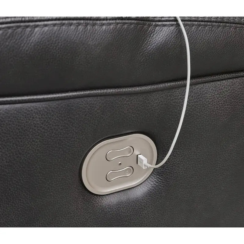 Divano reclinabile elettrico in pelle nera, 3 posti — 85L x 42P x 42A