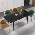 Tavolo da pranzo rettangolare in pietra sinterizzata, stile Mid-Century, per 6 persone, bianco/nero