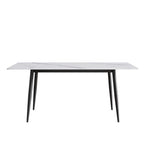 Tavolo da pranzo rettangolare in pietra sinterizzata, stile Mid-Century, per 6 persone, bianco/nero