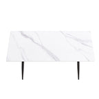 Tavolo da pranzo rettangolare in pietra sinterizzata, stile Mid-Century, per 6 persone, bianco/nero