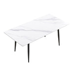 Tavolo da pranzo rettangolare in pietra sinterizzata, stile Mid-Century, per 6 persone, bianco/nero