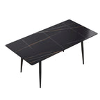 Tavolo da pranzo rettangolare in pietra sinterizzata, stile Mid-Century, per 6 persone, bianco/nero