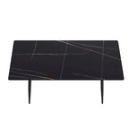 Tavolo da pranzo rettangolare in pietra sinterizzata, stile Mid-Century, per 6 persone, bianco/nero