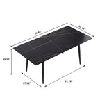 Tavolo da pranzo rettangolare in pietra sinterizzata, stile Mid-Century, per 6 persone, bianco/nero