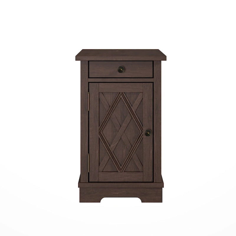 Tavolino Marrone con Ricarica USB, Piano in MDF, 58 cm H