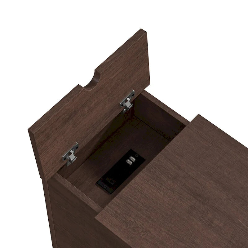 Tavolino Marrone con Ricarica USB, Piano in MDF, 58 cm H