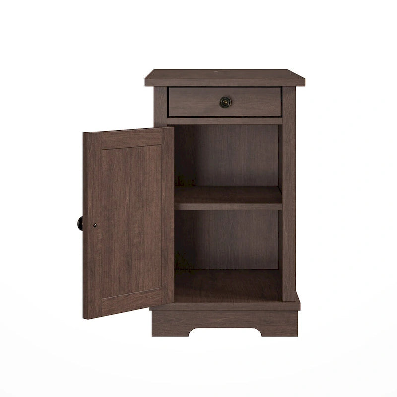 Tavolino Marrone con Ricarica USB, Piano in MDF, 58 cm H